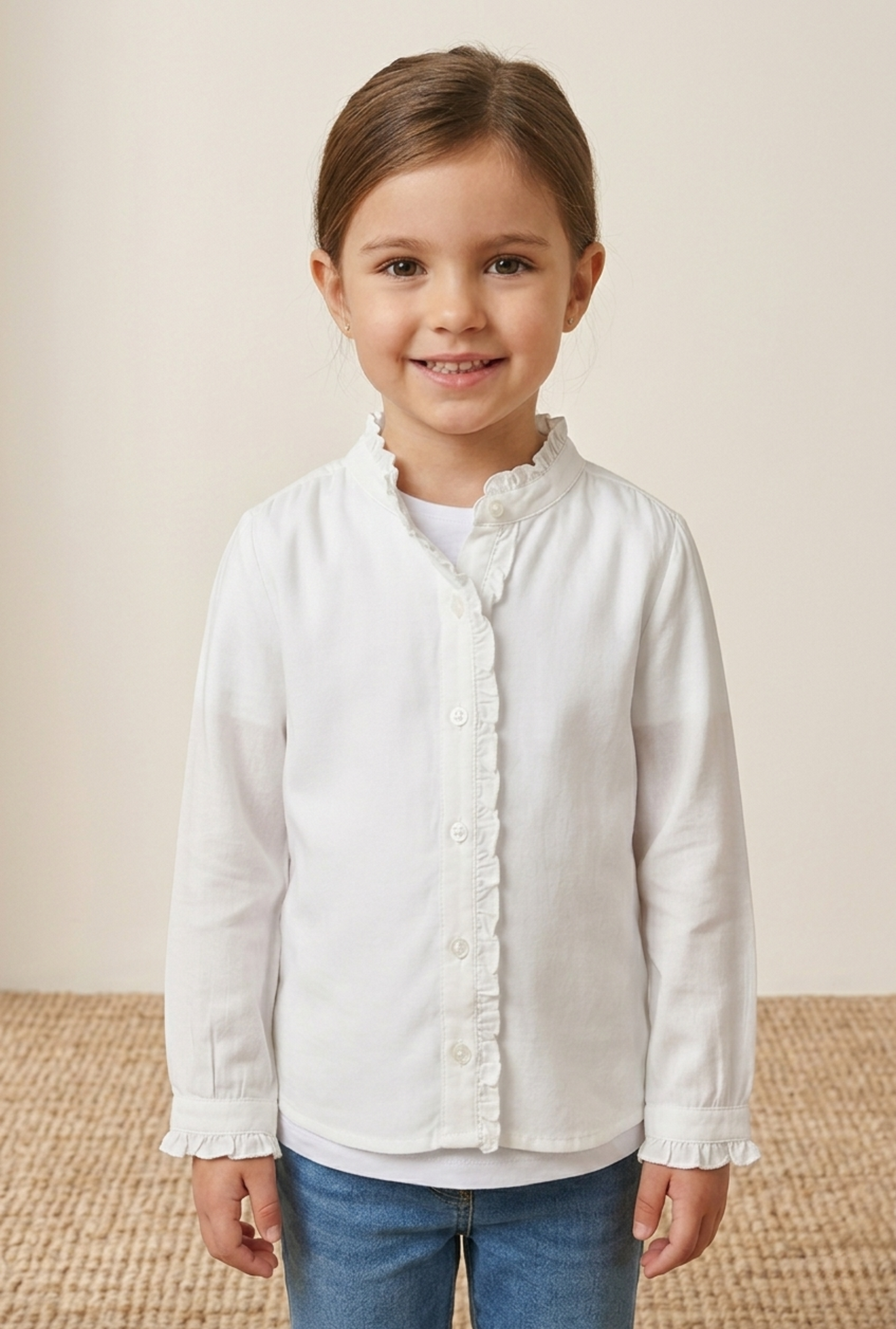 Blusa blanca con botones detalle mangas
