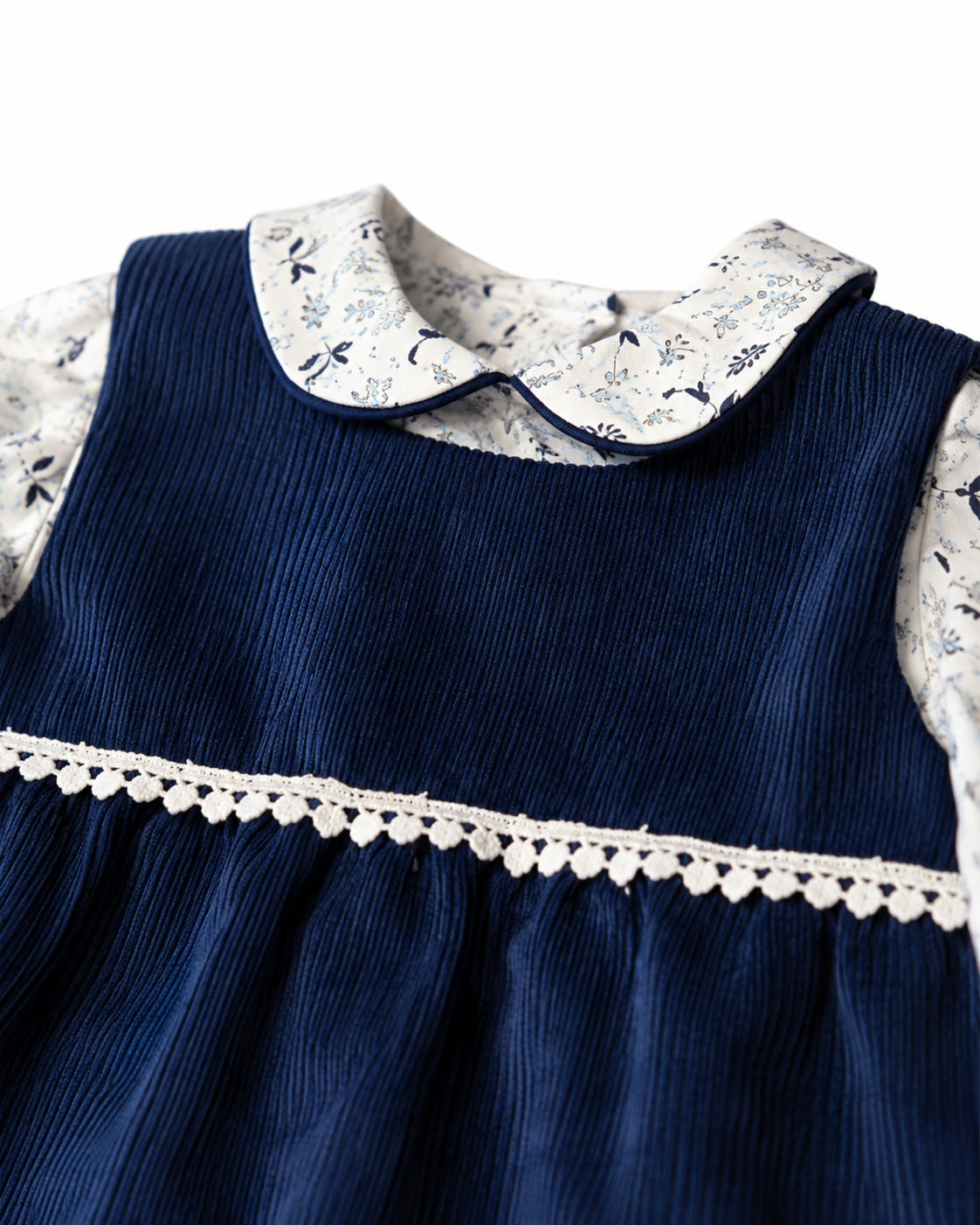 Vestido pana azul con blusa