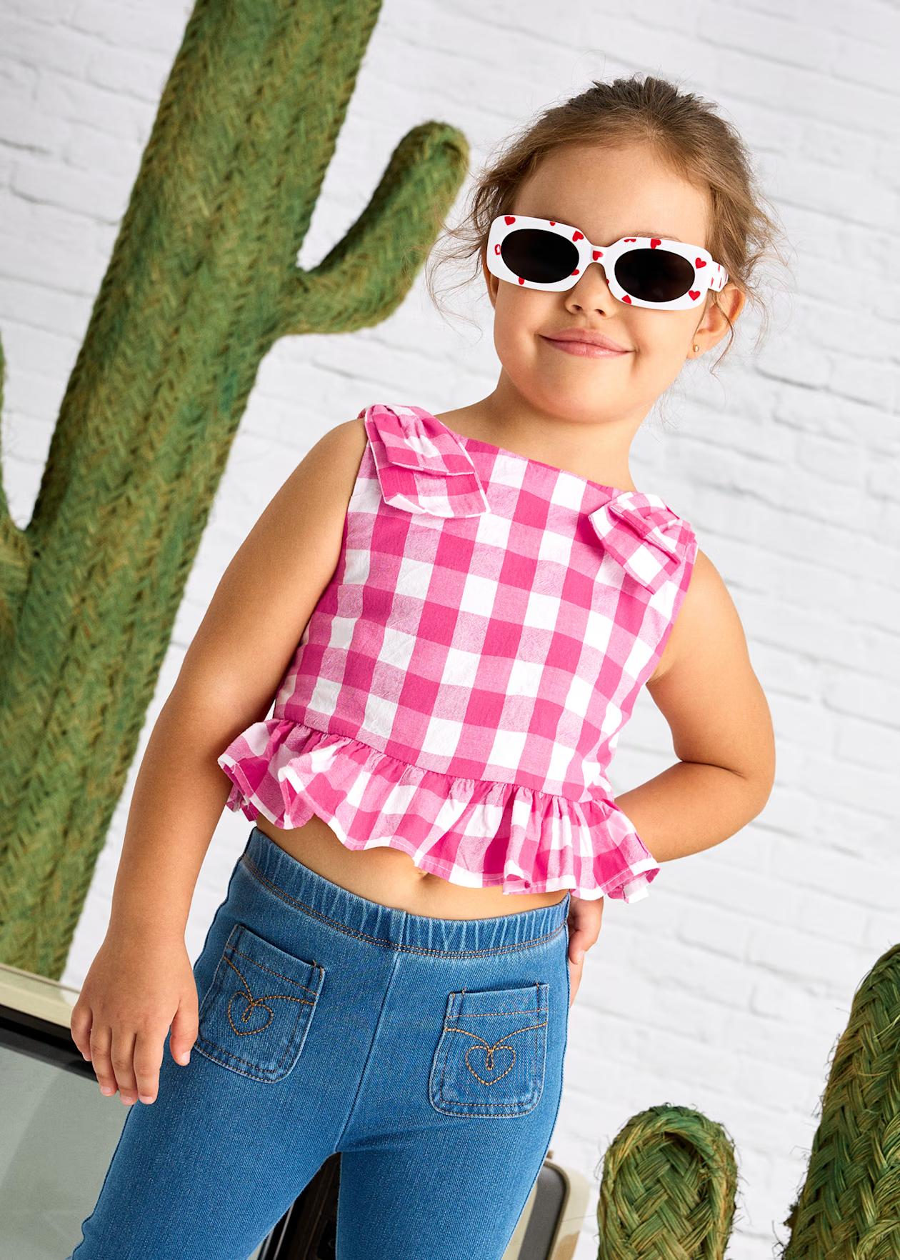 Blusa Cuadros Rosas Blancos