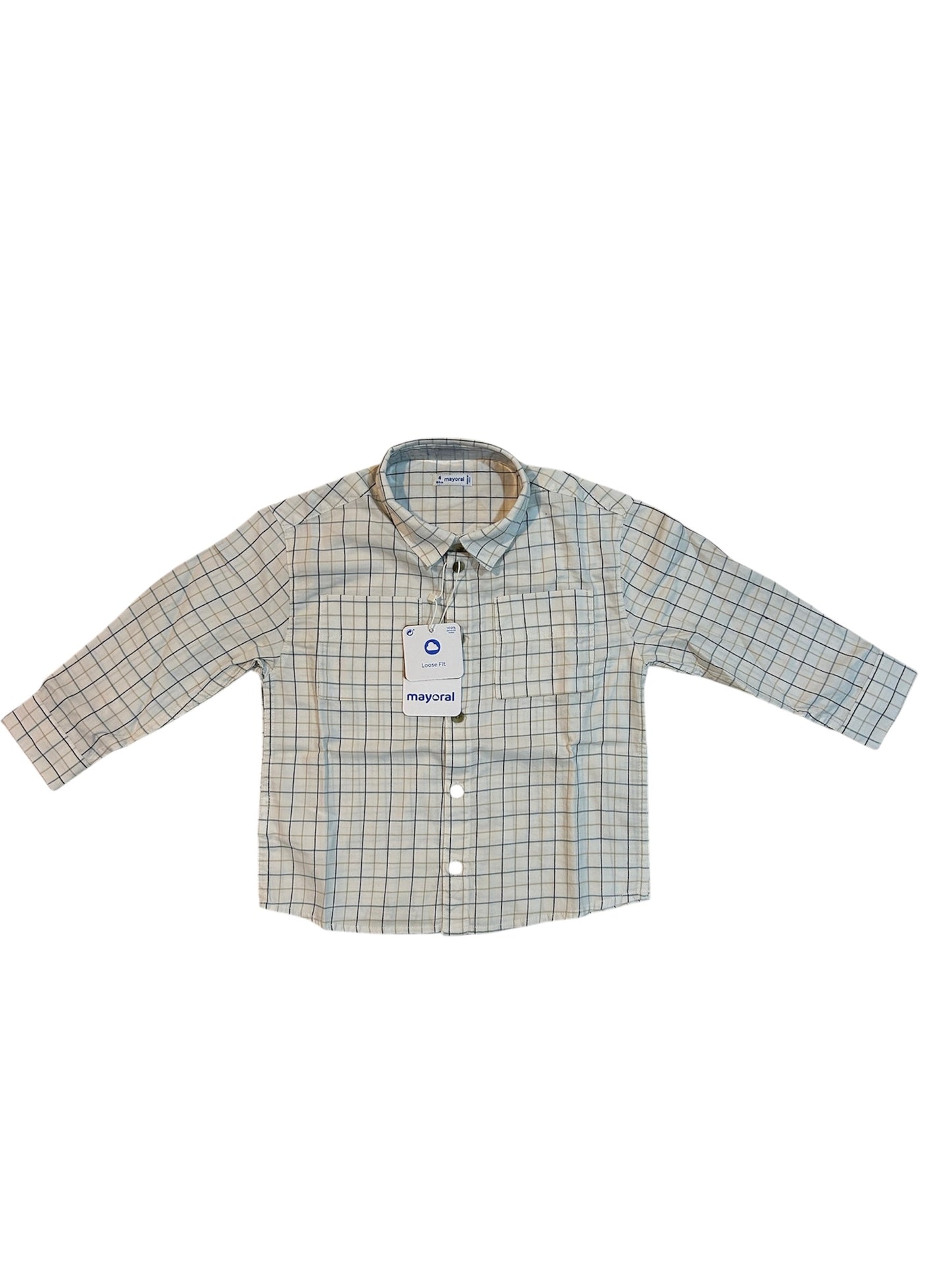 Camisa Cuadros Beige y Azul