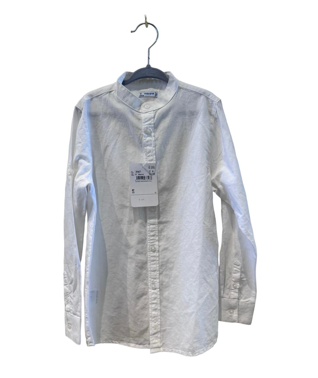 Camisa blanca de botones manga larga