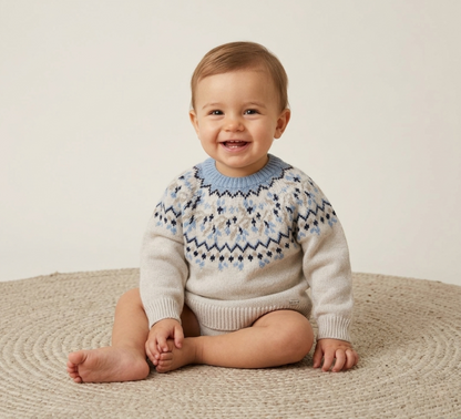 Sueter beige con azul