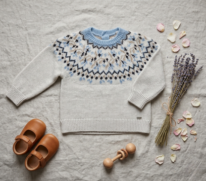 Sueter beige con azul