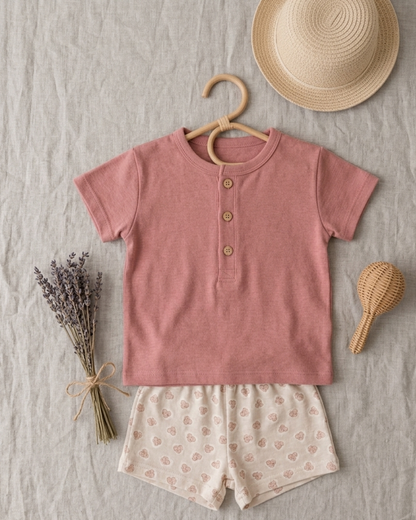 Conjunto Short y Polo Mamey y Corales