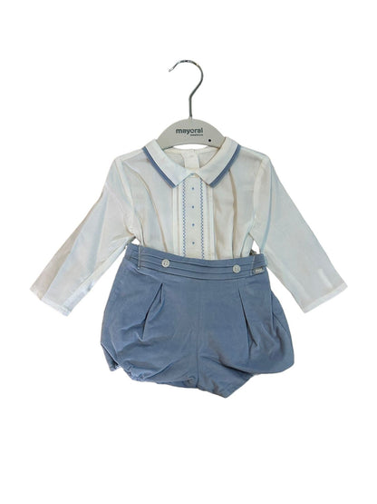 Conjunto Pañalero y Camisa Azul