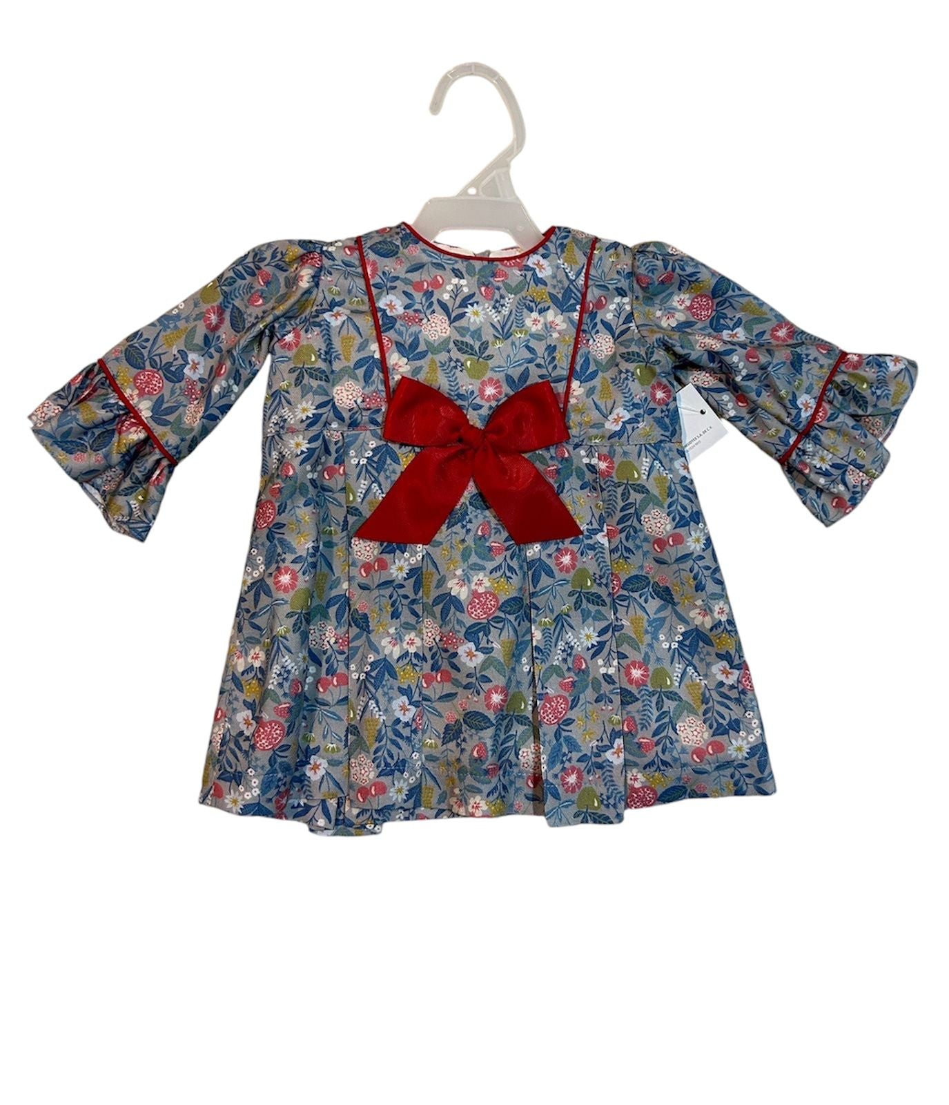 Vestido flores con moño guinda