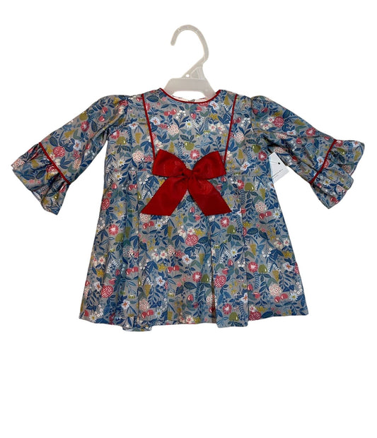 Vestido flores con moño guinda