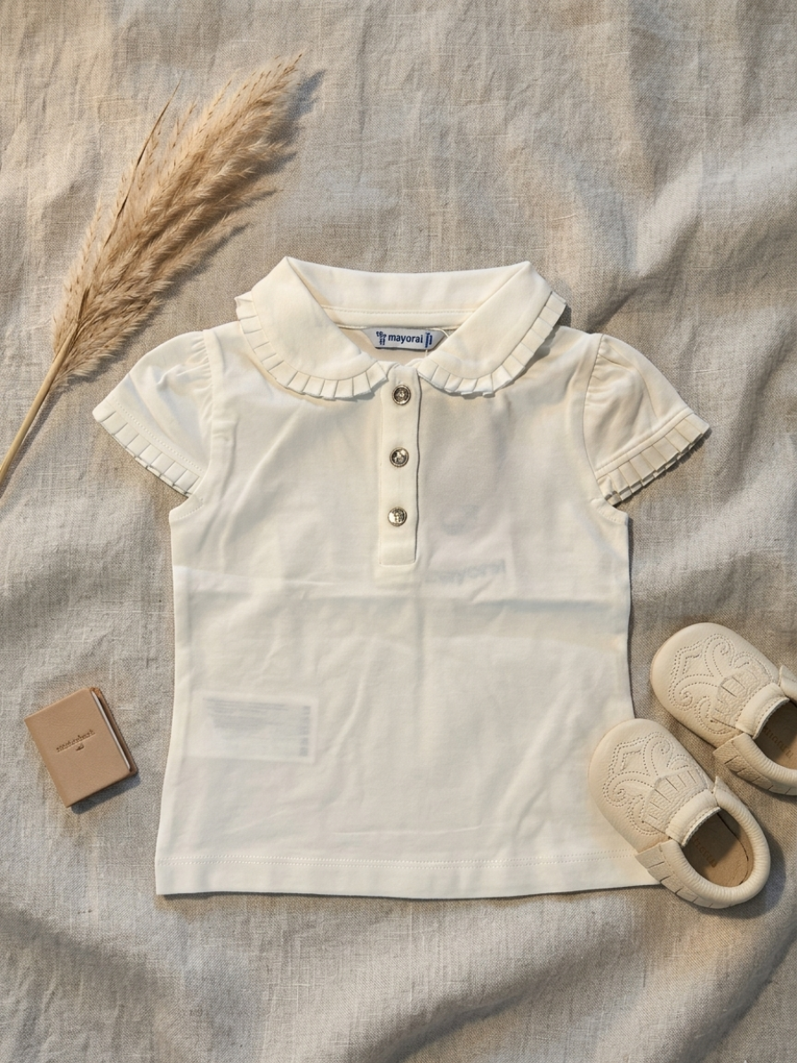 Blusa blanca cuello con botones