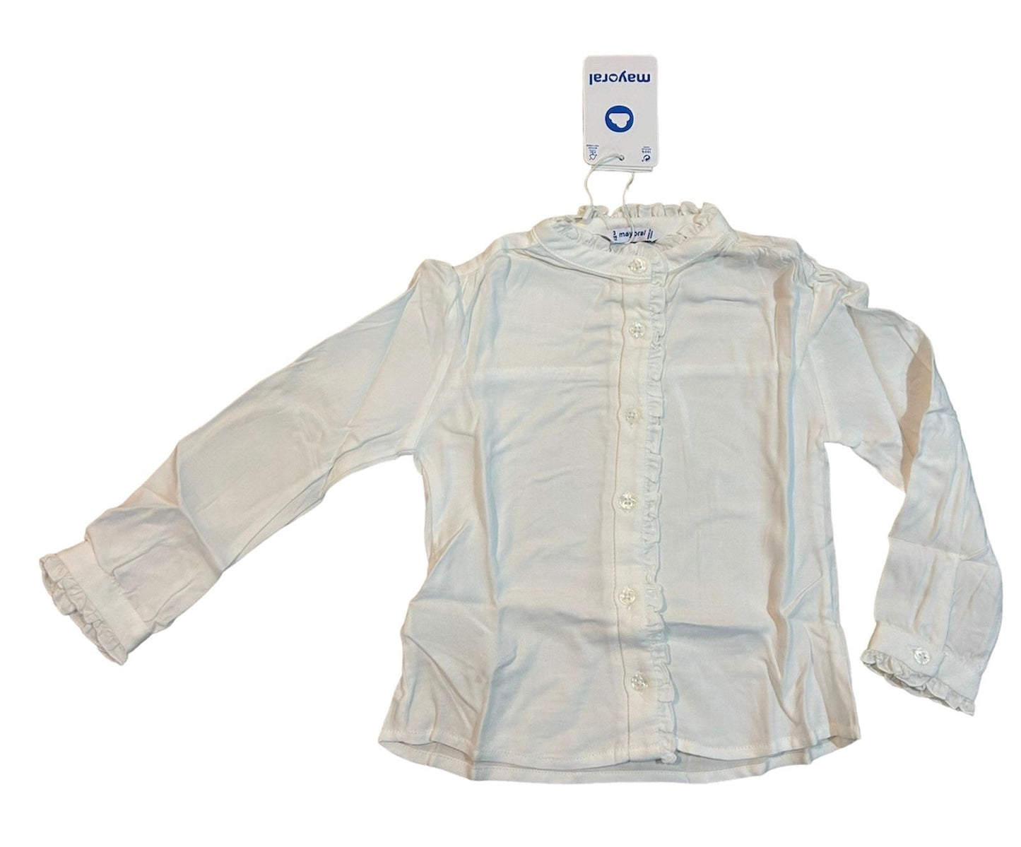 Blusa blanca con botones detalle mangas