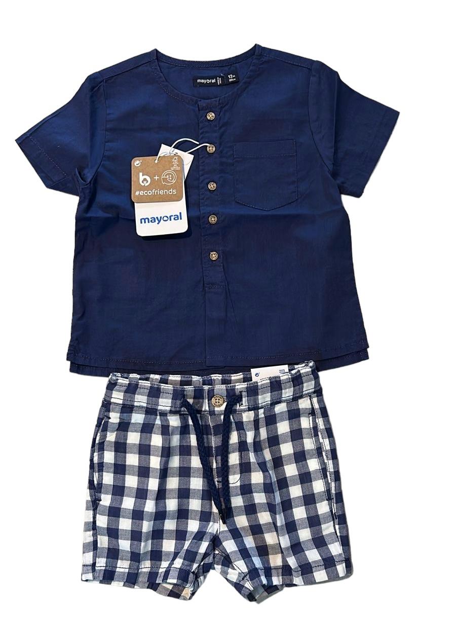 Conjunto camisa manga corta azul y short