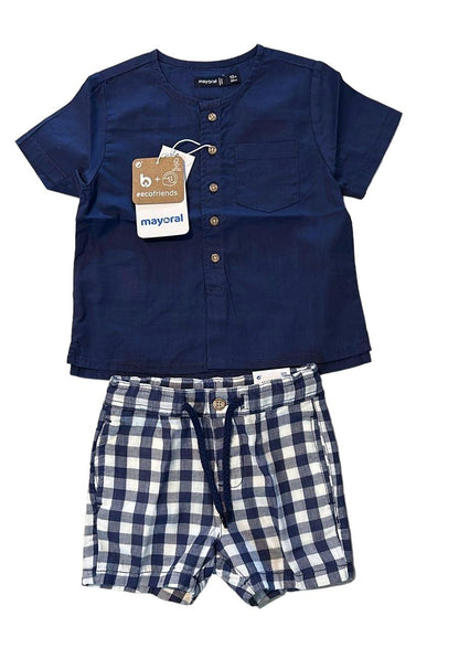 Conjunto camisa manga corta azul y short