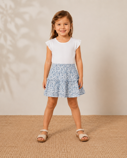 Falda Flores azul
