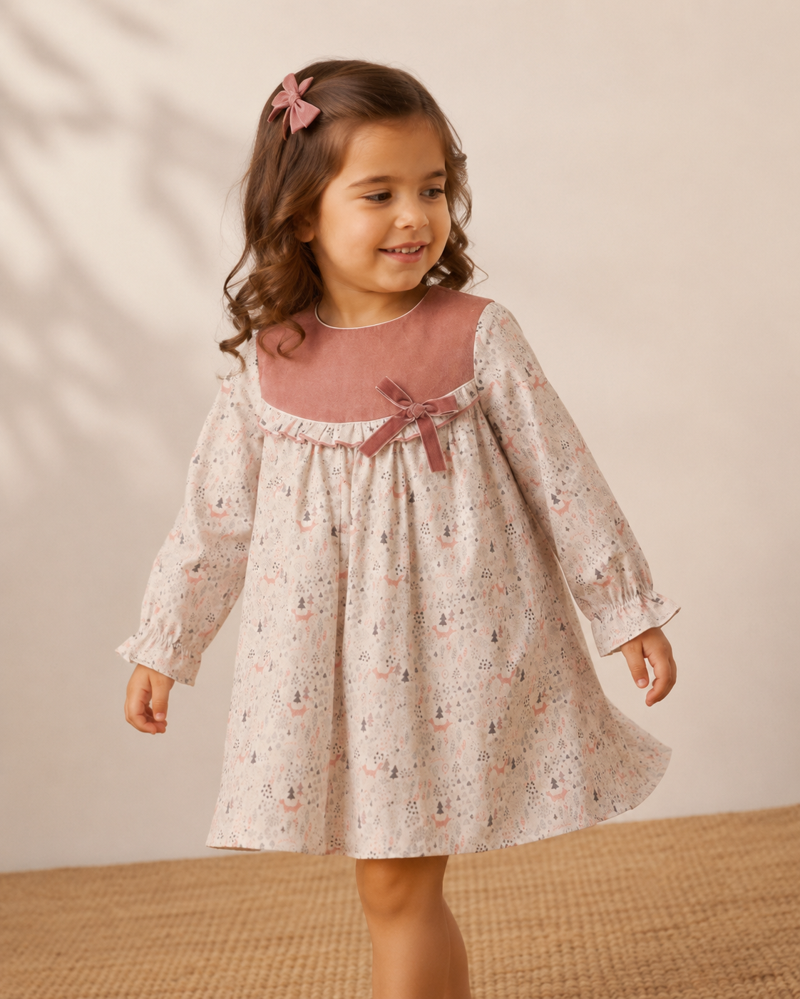Vestido Zorros Rosa y Gris