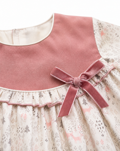 Vestido Zorros Rosa y Gris