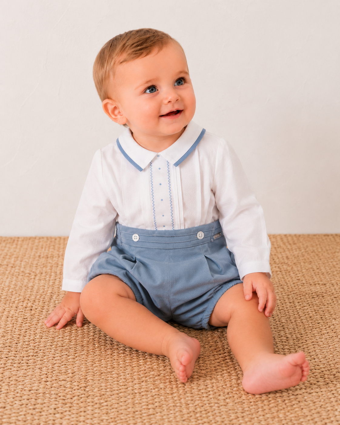 Conjunto Pañalero y Camisa Azul