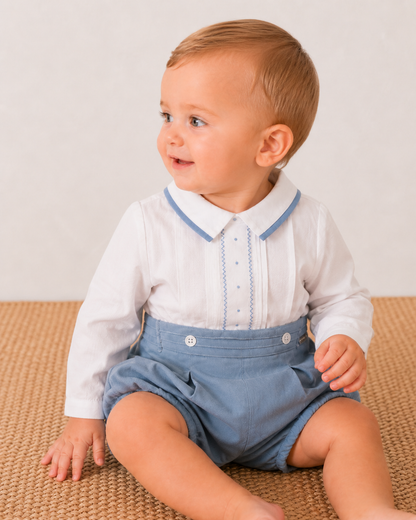 Conjunto Pañalero y Camisa Azul