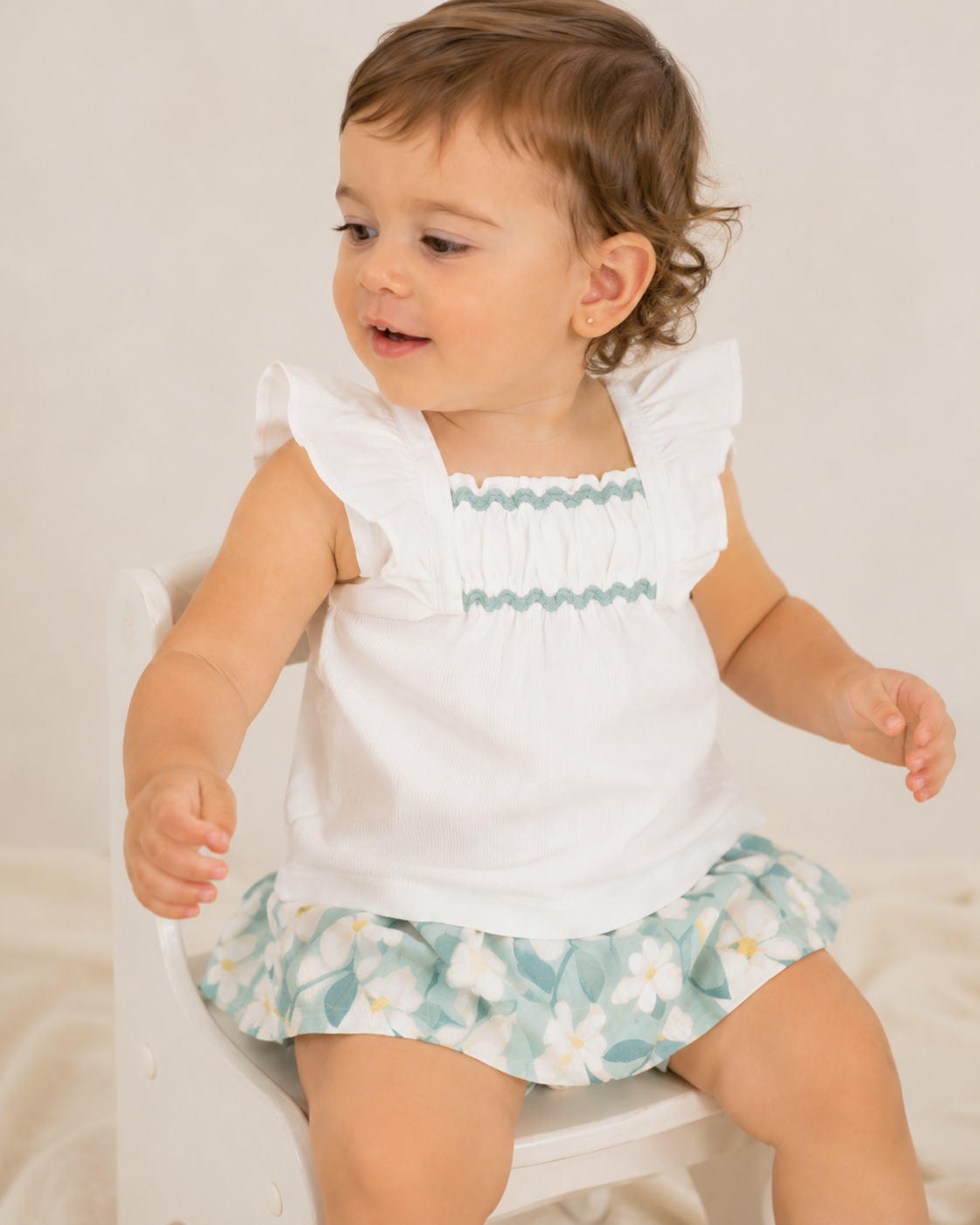 Conjunto Short y Blusa Flores Verde