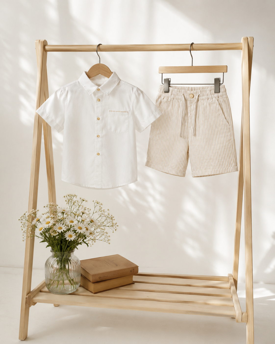 Conjunto Bermuda Beige Rayas