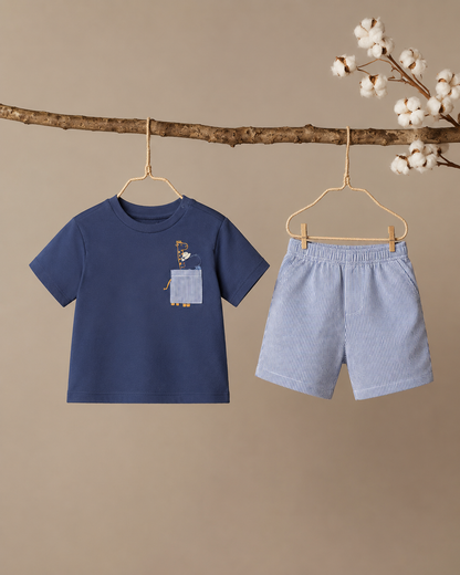 Conjunto Short Azul Rayas