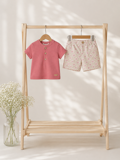 Conjunto Short y Polo Mamey y Corales