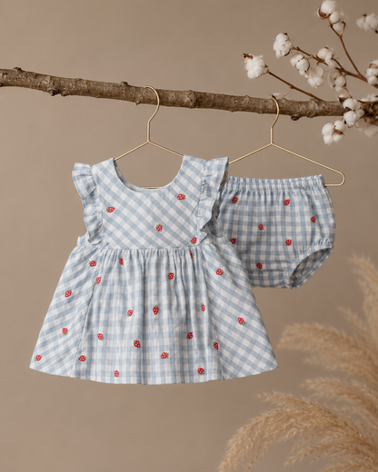 Vestido Vichy Azul con Fresas