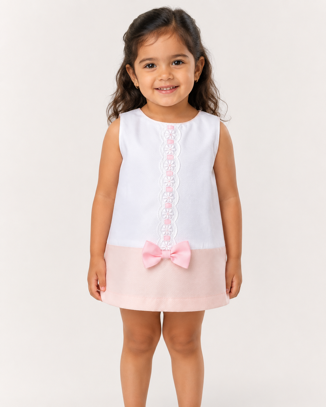 Vestido Piqué Blanco y Rosa