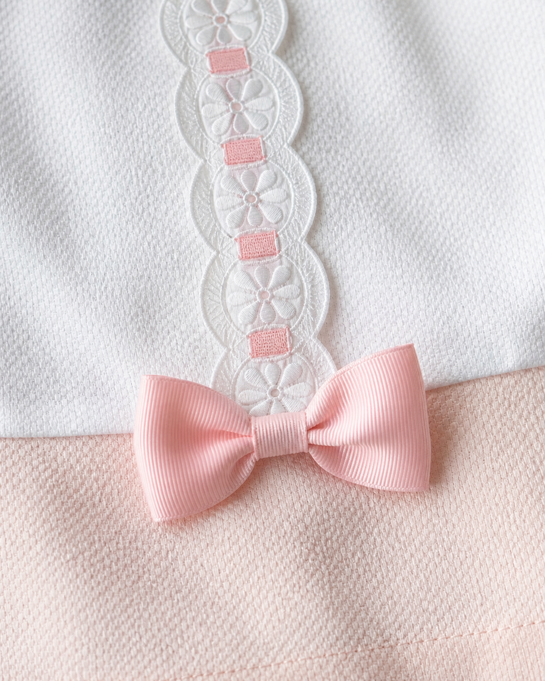 Vestido Piqué Blanco y Rosa