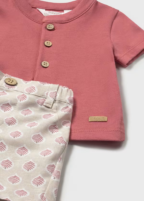 Conjunto Short y Polo Mamey y Corales