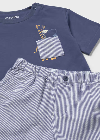 Conjunto Short Azul Rayas