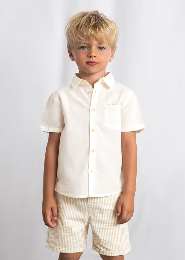 Conjunto Bermuda Beige Rayas