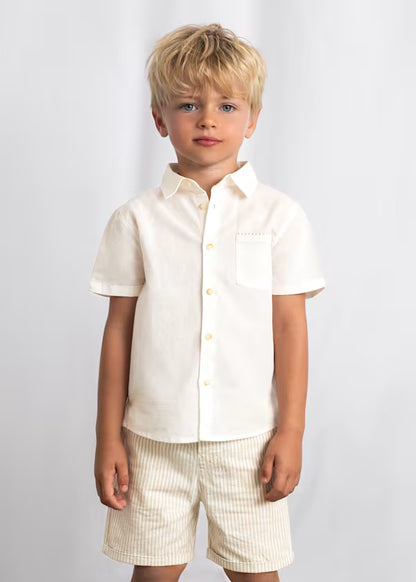 Conjunto Bermuda Beige Rayas