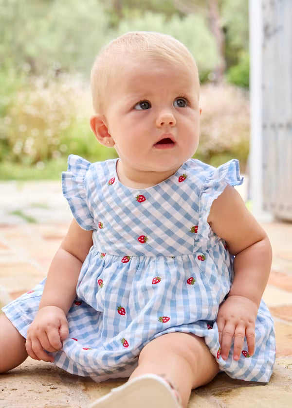 Vestido Vichy Azul con Fresas