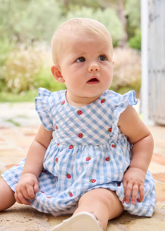 Vestido Vichy Azul con Fresas