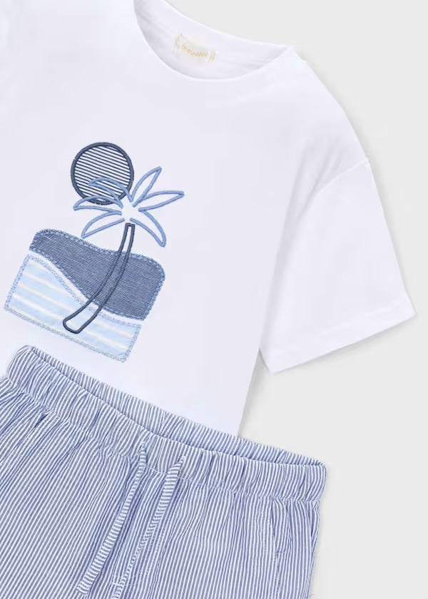 Conjunto Bermuda Rayas Azules Playa