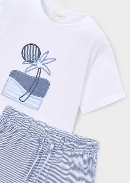 Conjunto Bermuda Rayas Azules Playa