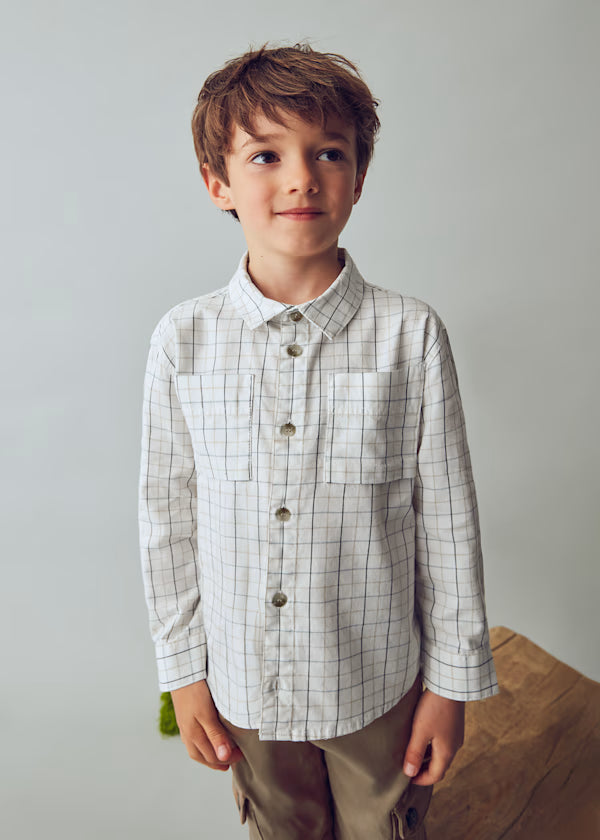 Camisa Cuadros Beige y Azul