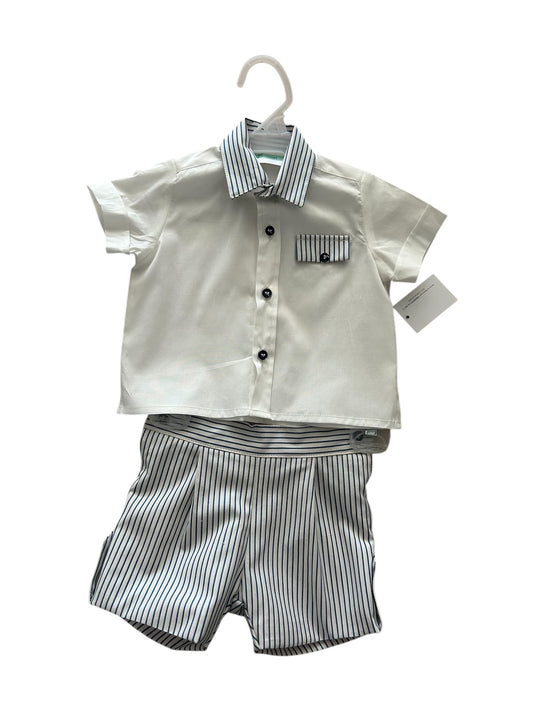 Conjunto camisa y short a rayas azules
