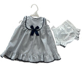 Vestido rayas azul con moño