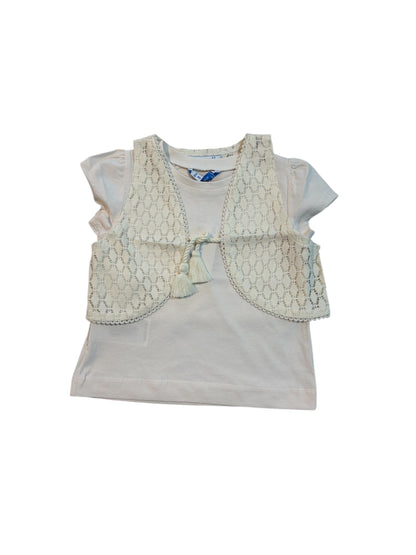 blusa con chaleco blanco tejido