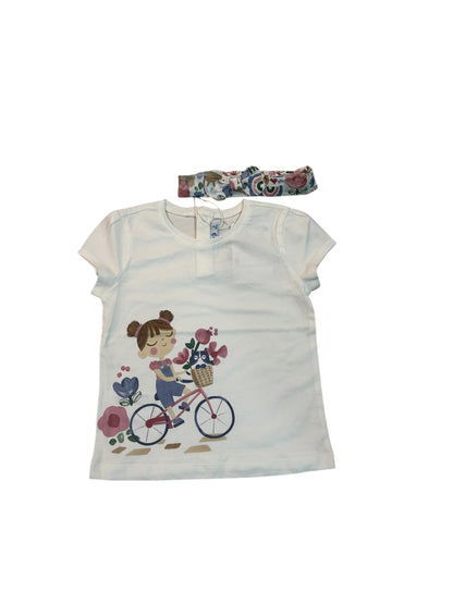 Blusa blanca con estampado y diadema