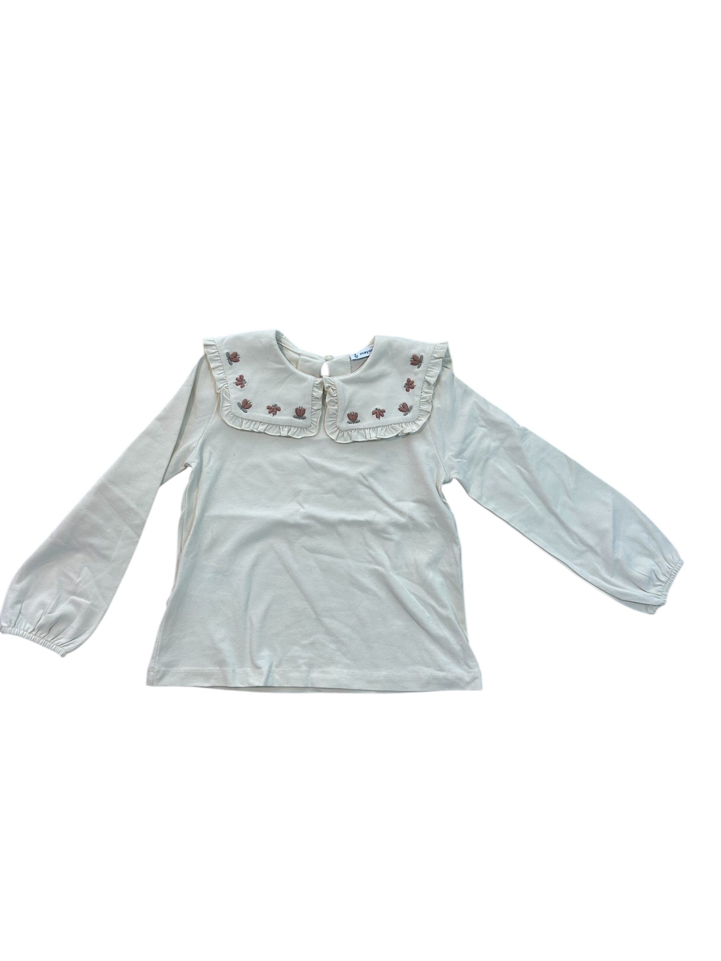 Blusa Crema Cuello Flores