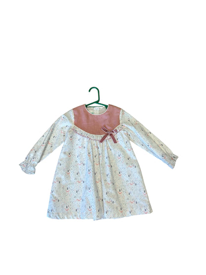 Vestido Zorros Rosa y Gris