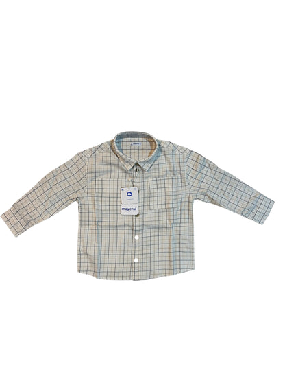Camisa Cuadros Beige y Azul