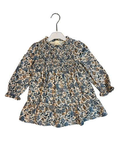 Vestido Flores Azul Beige