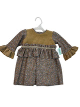 Vestido Flores Con Pana Beige