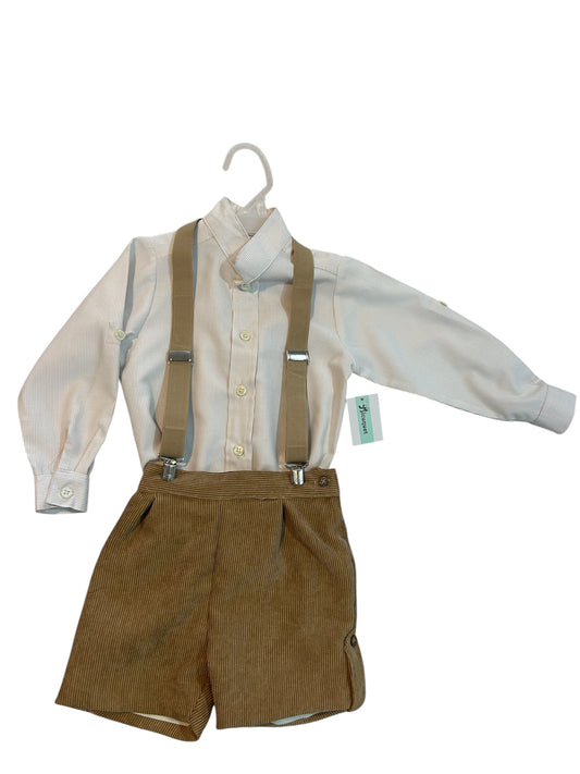 Conjunto camisa y tirantes pana café