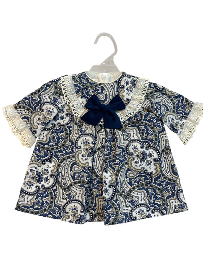 Vestido Azul Con Beige