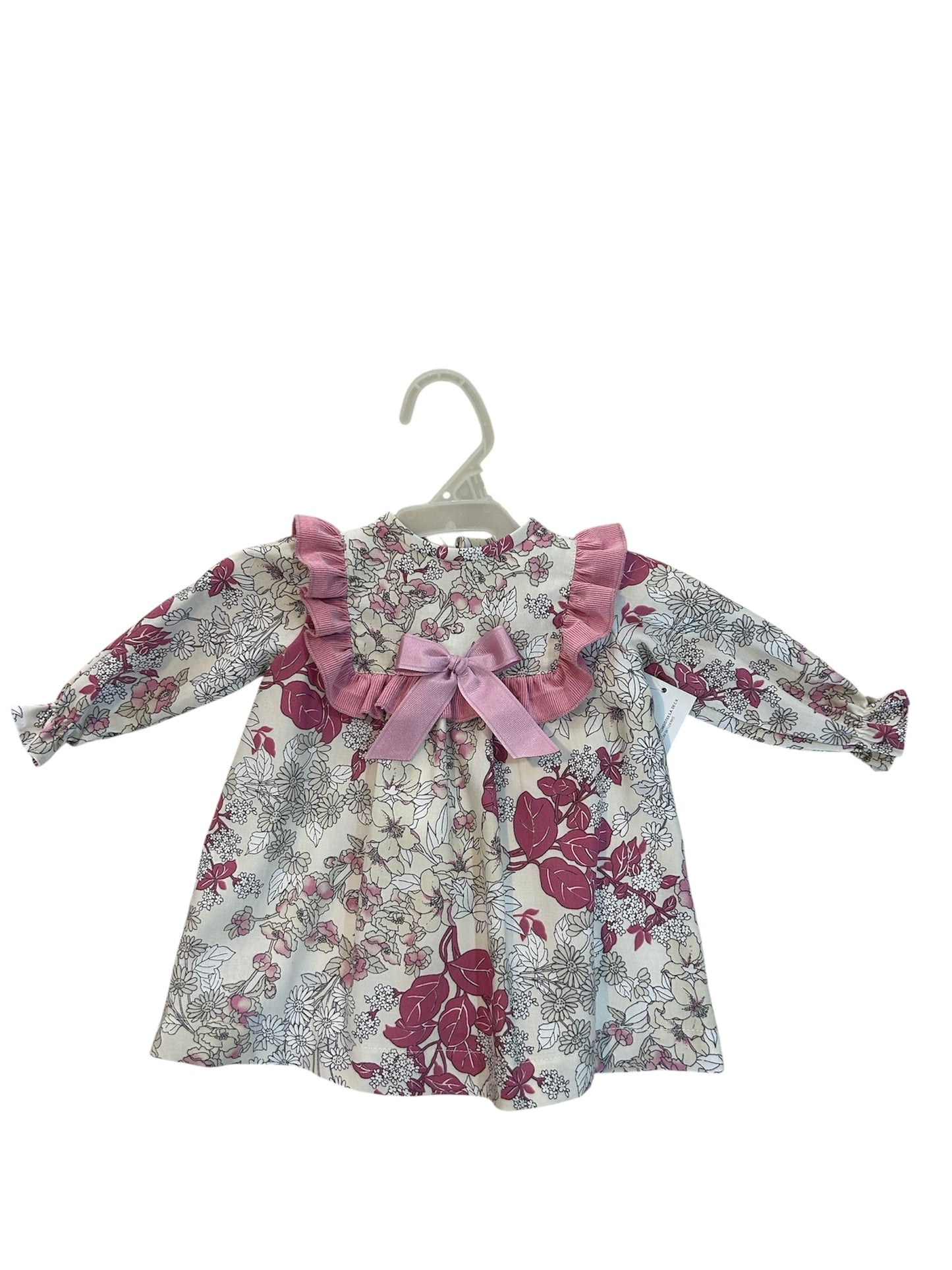 Vestido Flores Rosa y Beige
