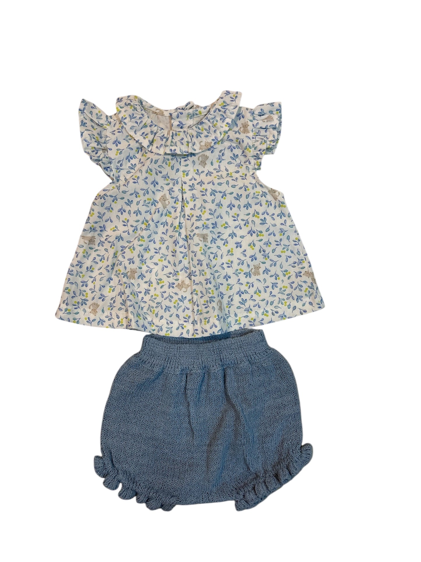 Conjunto Blusa y Calzón Flores Azules