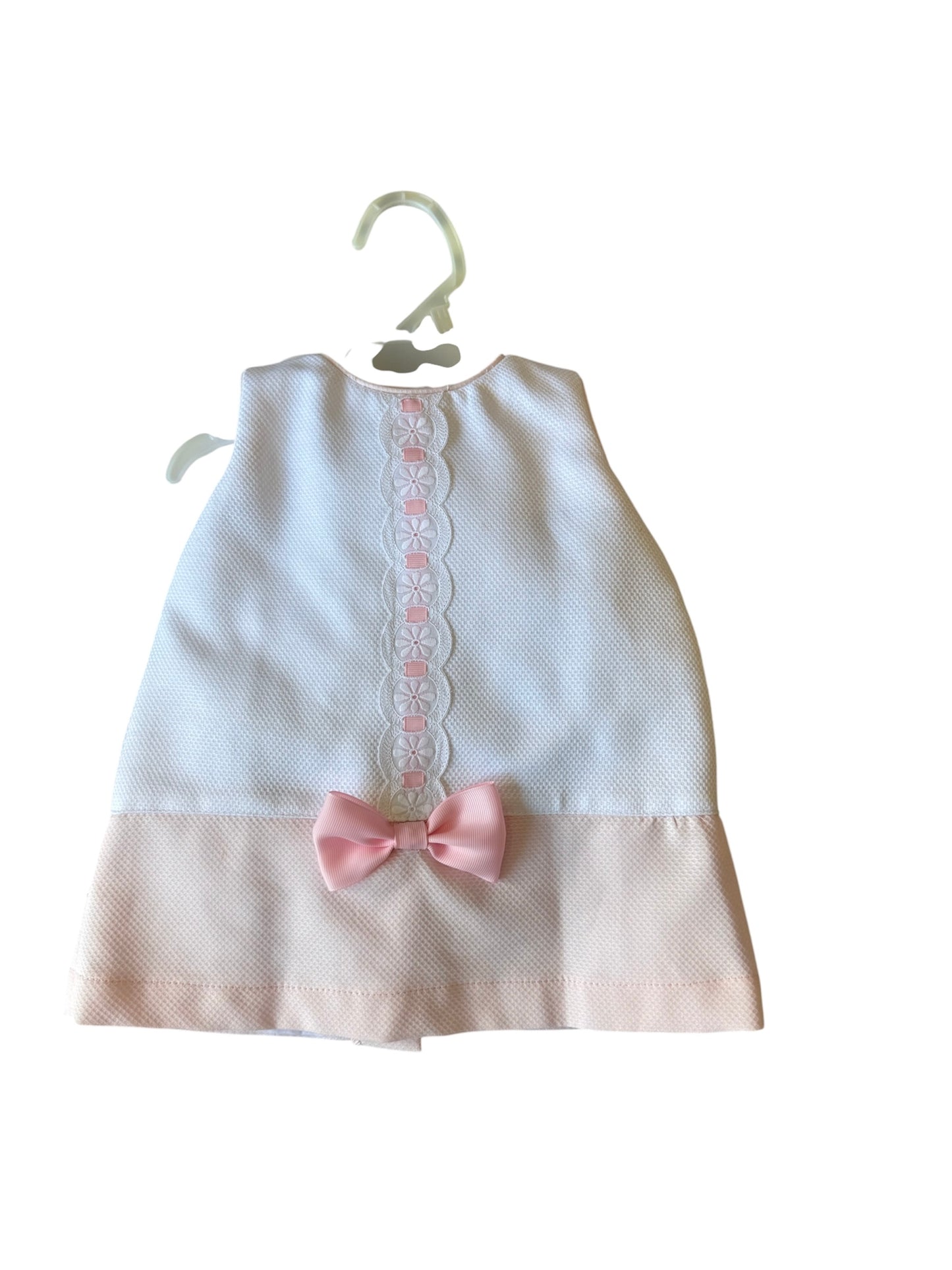 Vestido Piqué Blanco y Rosa